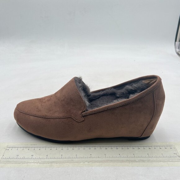 Wo Wagas Taupe Comfy Rounded Toe Loafers Slip On Low Wedge Heels Casual Pumps - Picture 2 of 8